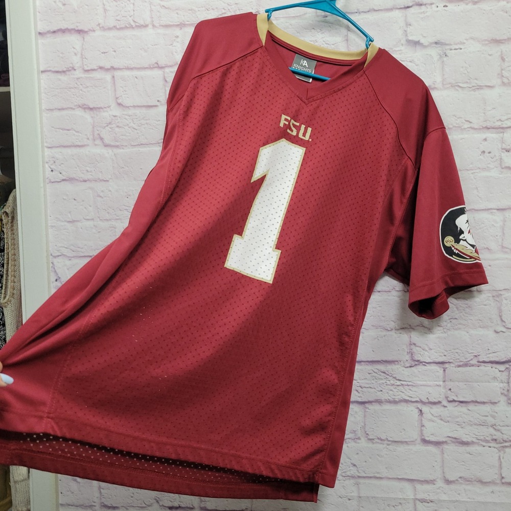 Knights Apparel FSU Seminoles Jersey Mens L Maroon Football #1 Streetwear Sporty - Picture 3 of 8